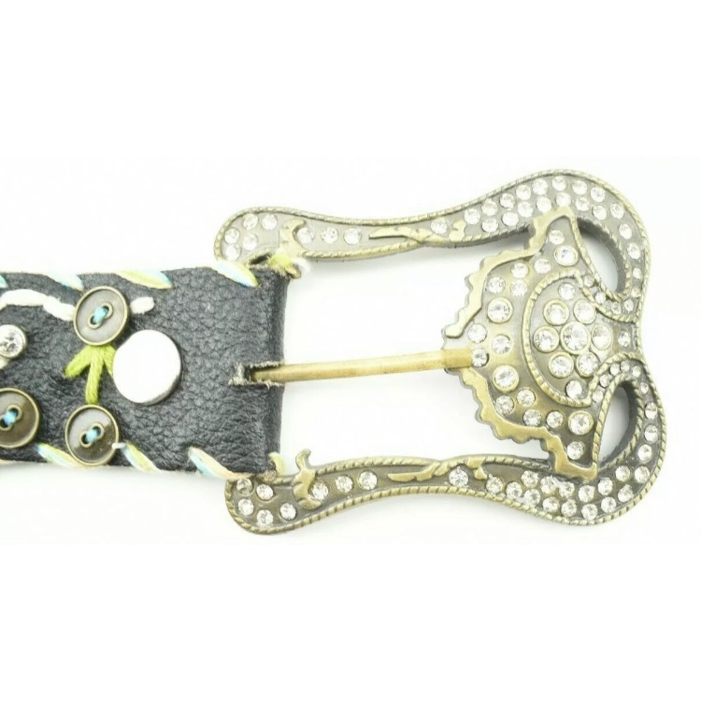 Womens Flower And Rhinestone Embroidered Boho Belt - Picture 6 of 7
